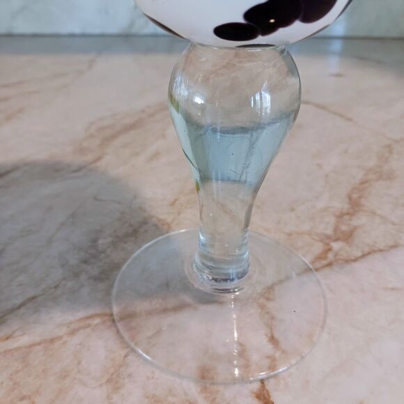 Murano Martini Drinking Glass Handblown WHITE BROWN Spots Art Deco Bareware VNT - Picture 5 of 11
